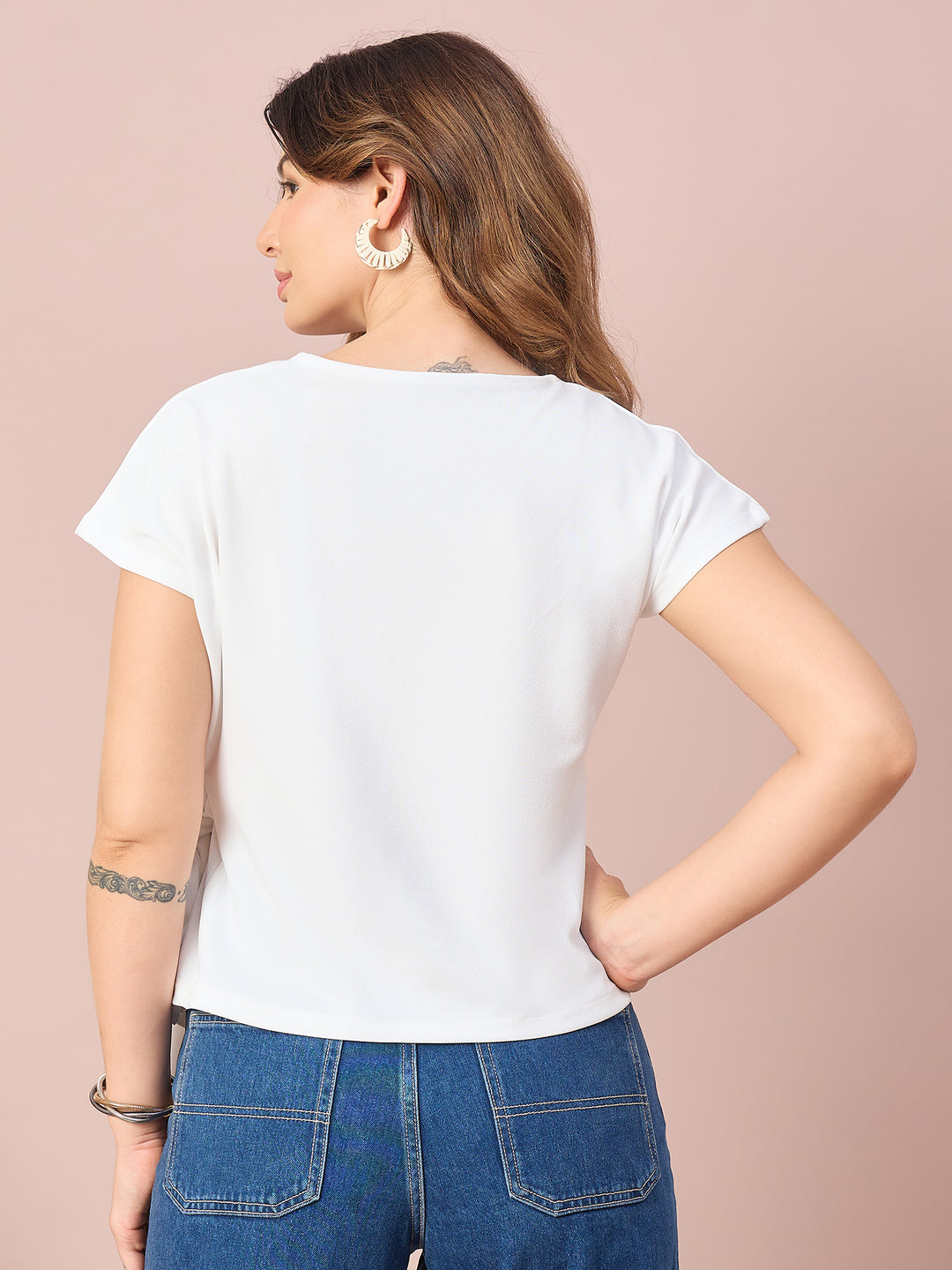 Women’s Side-Tie Crewneck Top | Short Sleeve Casual Blouse
