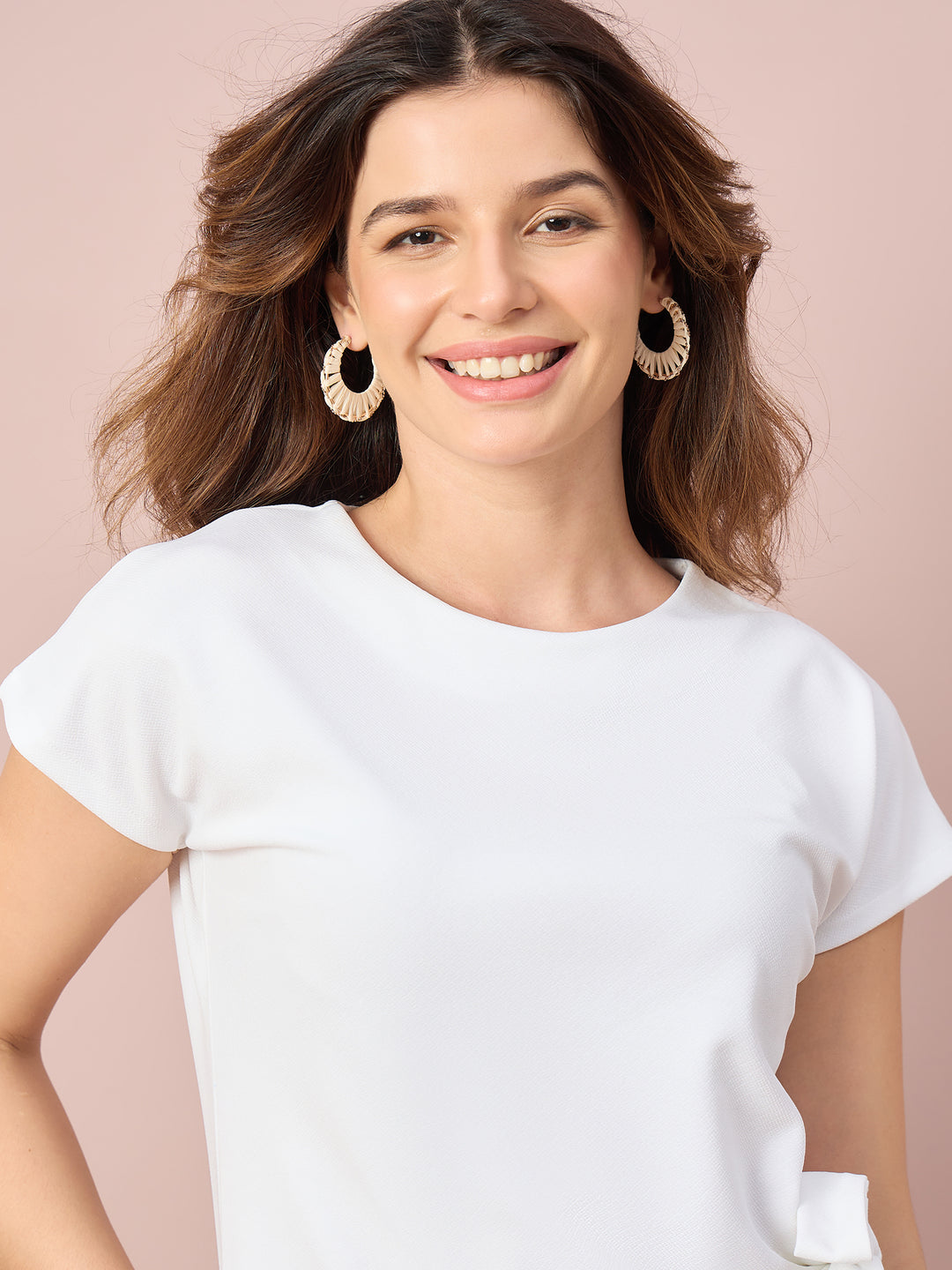 Women’s Side-Tie Crewneck Top | Short Sleeve Casual Blouse