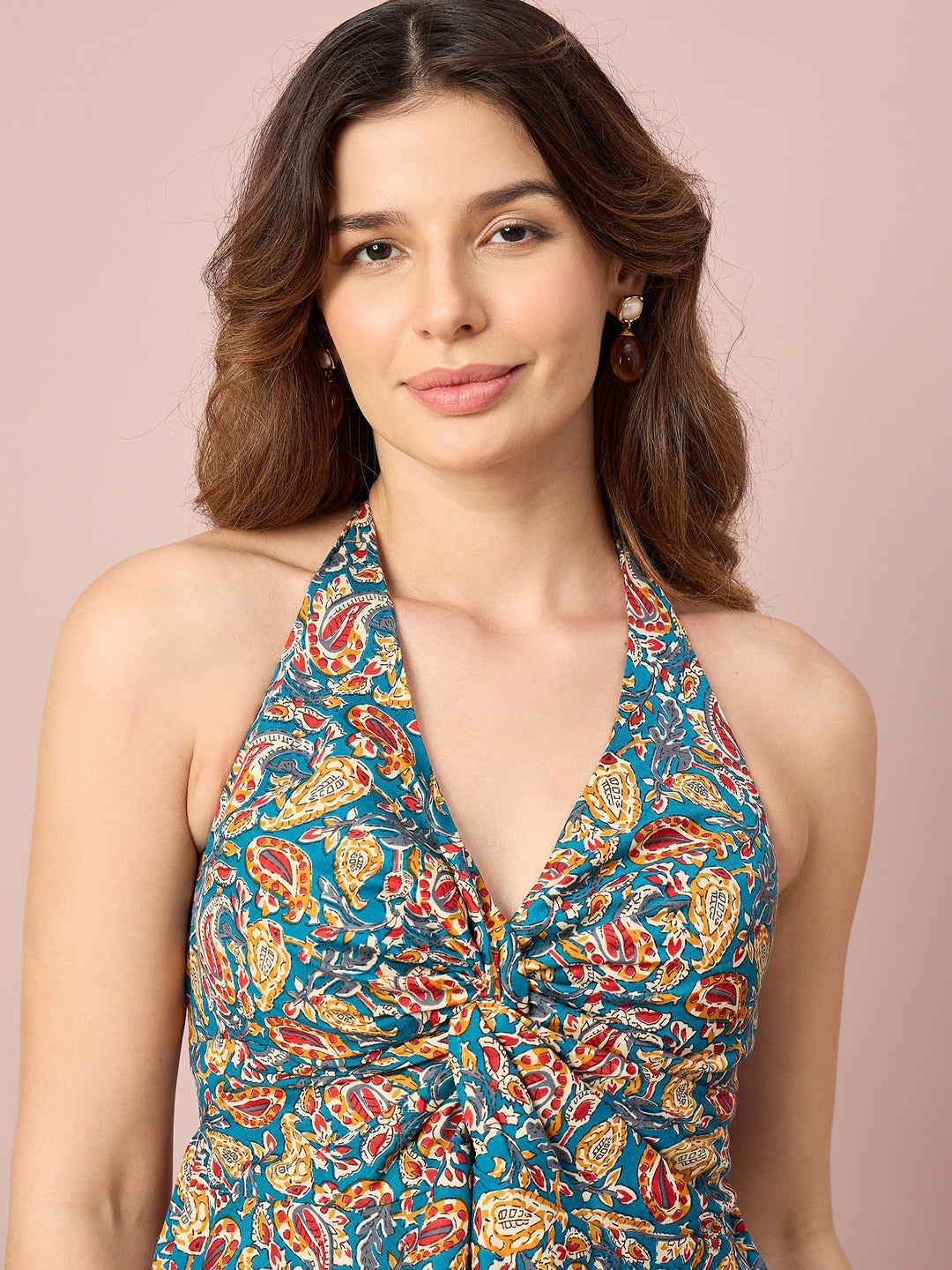 Women’s Paisley Print Halter Neck Top | Sleeveless Floral Ethnic Printed Stylish Summer Top