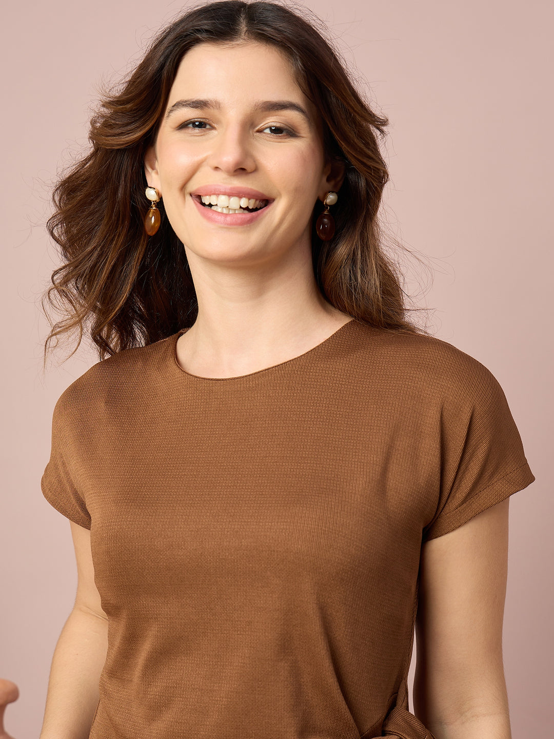 Women’s Side-Tie Crewneck Top | Short Sleeve Casual Blouse