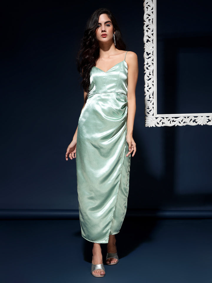 Satin Cami Long Dress with Side Slit