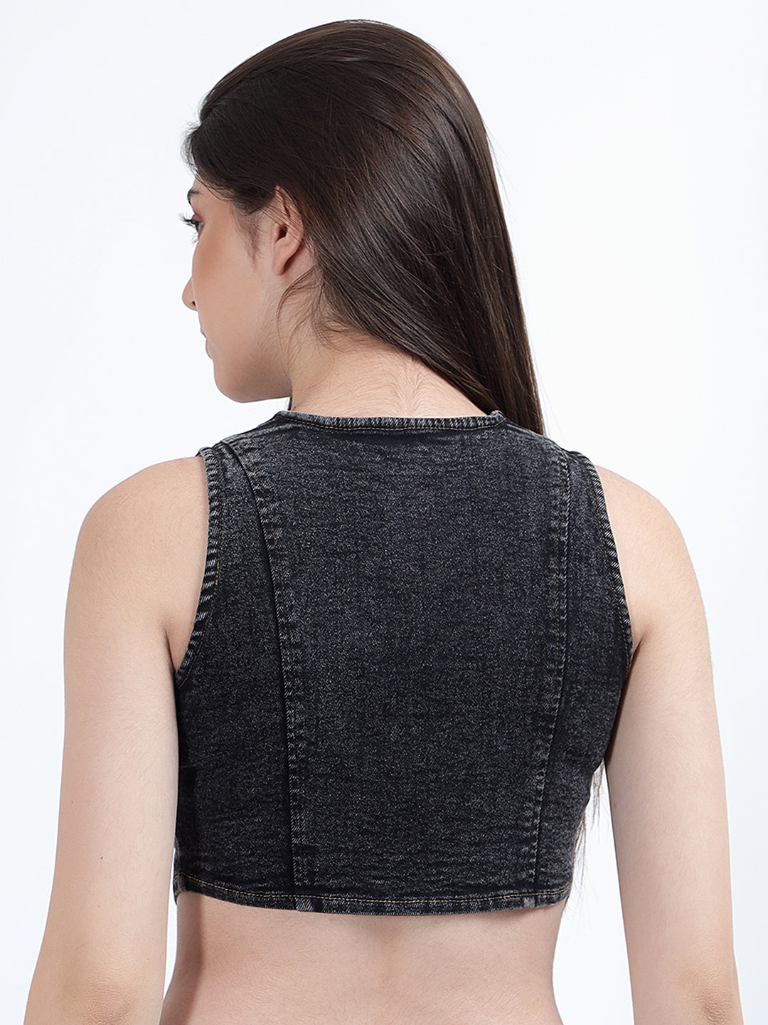 Denim Waistcoat Crop Jacket