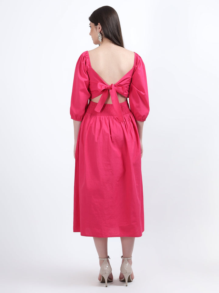 Solid Long Square Neck Dress