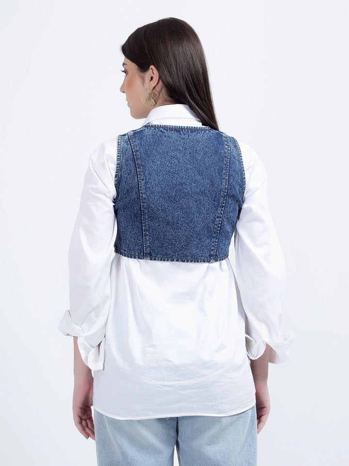 Denim Waistcoat Crop Jacket