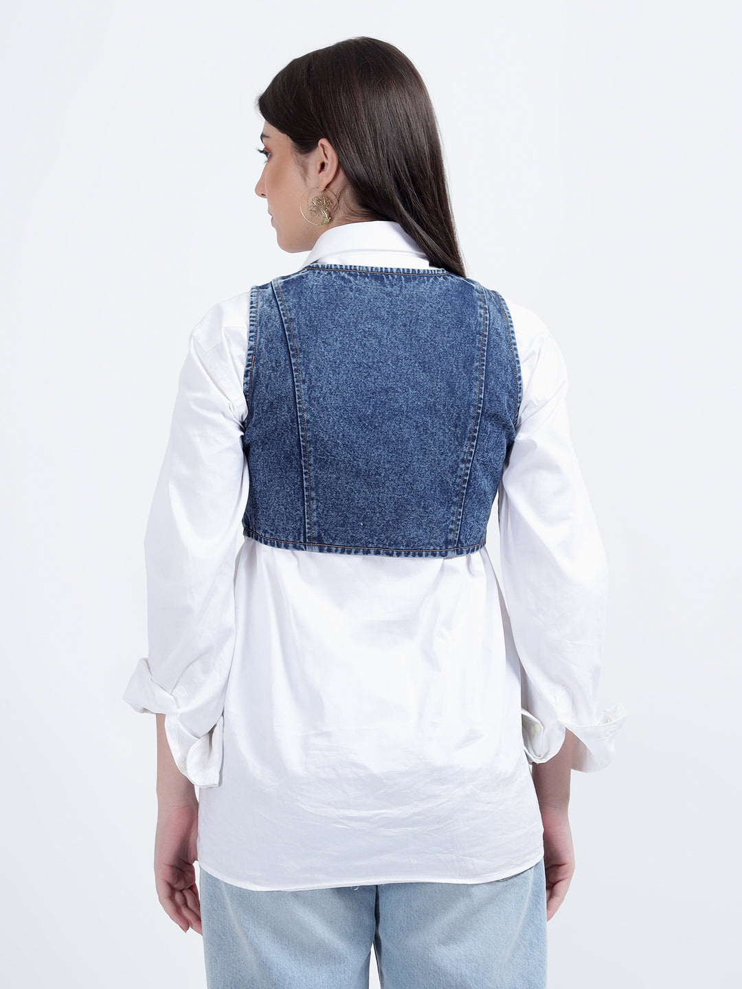 Denim Waistcoat Crop Jacket