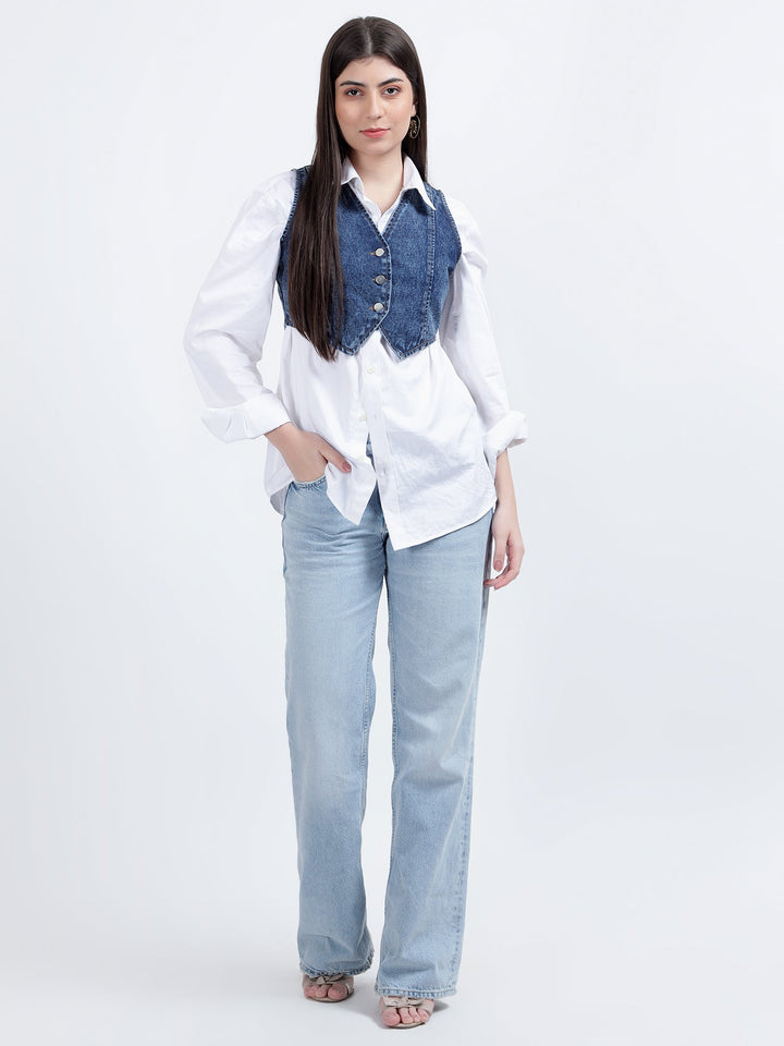 Denim Waistcoat Crop Jacket