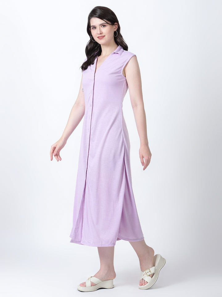 Botton Down Knit Dress with Collar