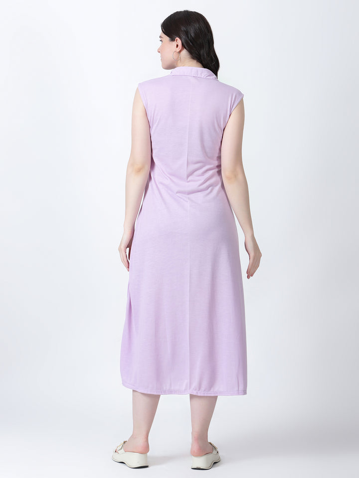 Botton Down Knit Dress with Collar