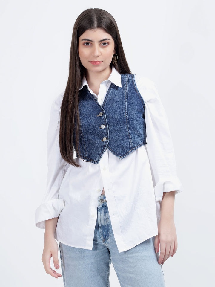 Denim Waistcoat Crop Jacket