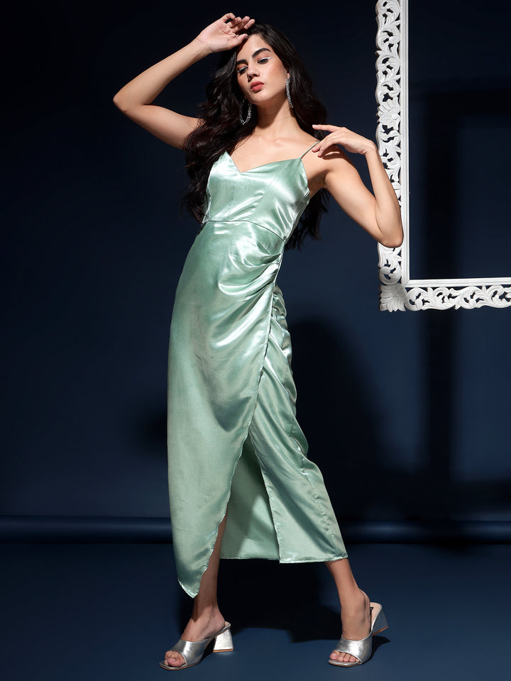 Satin Cami Long Dress with Side Slit