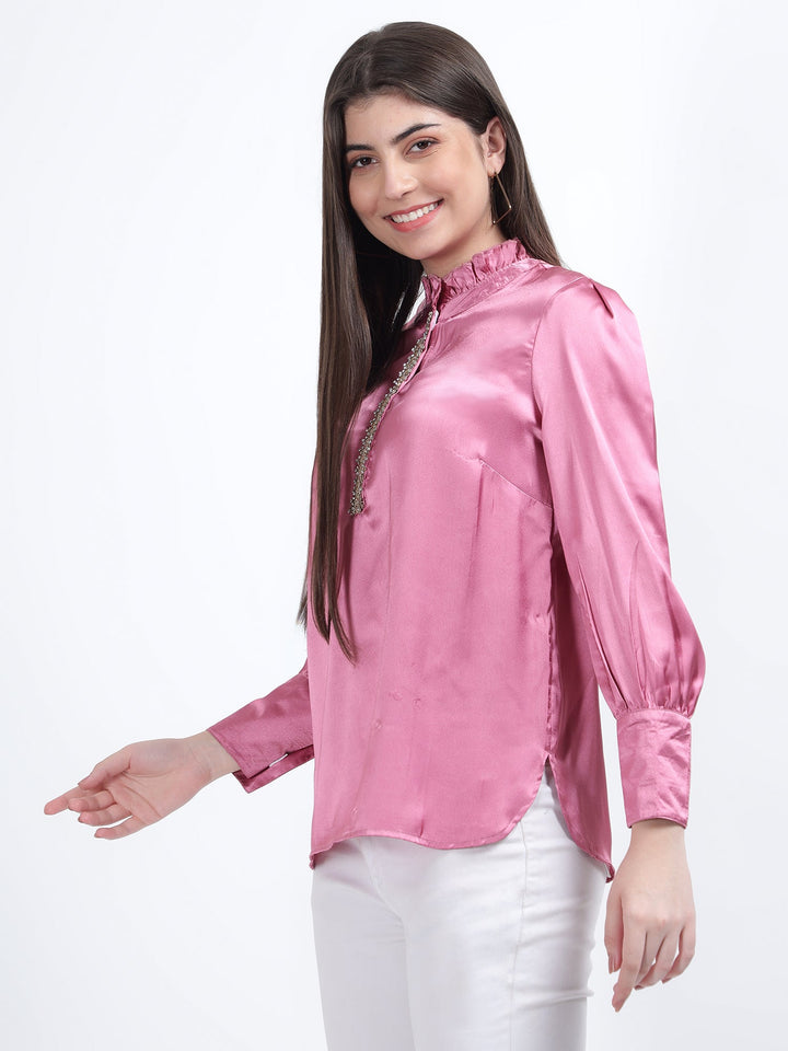 Satin Top with Handwork Detail