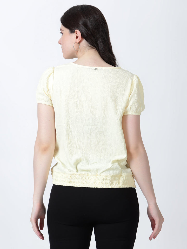 Casual Wear Short Sleeve Top with Smocking