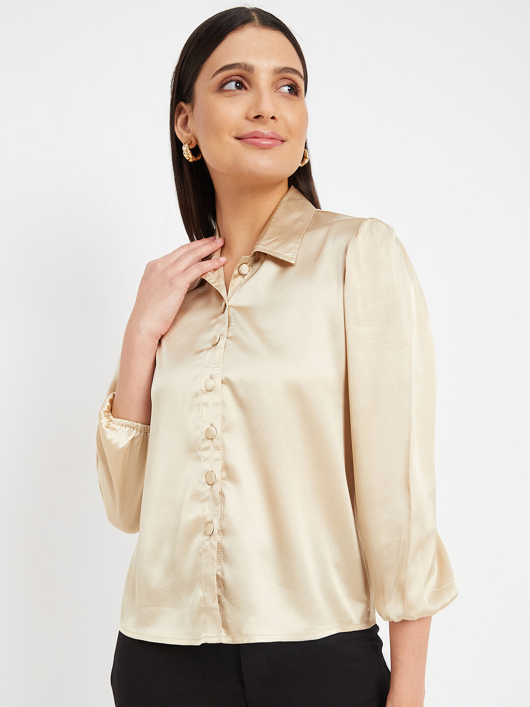 Casual Full Sleeve Solid Formal Satin Shirt Shirt