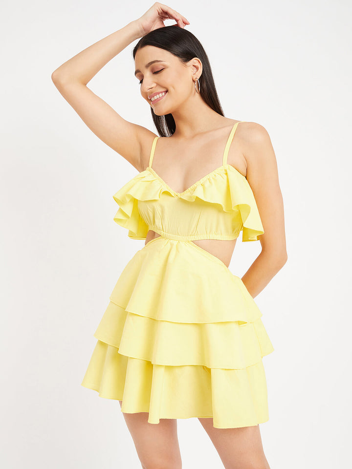 Stylish Cut Out Frill Dress