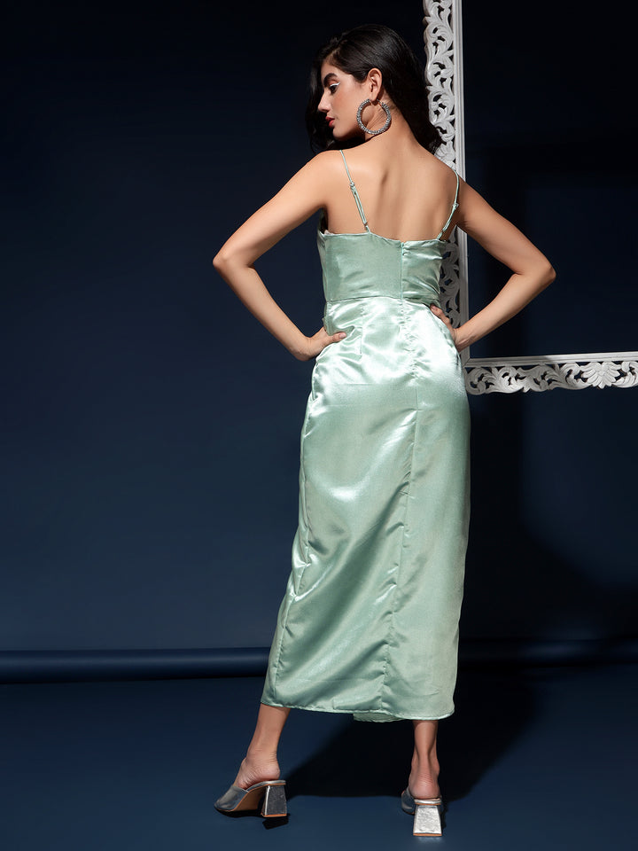 Satin Cami Long Dress with Side Slit