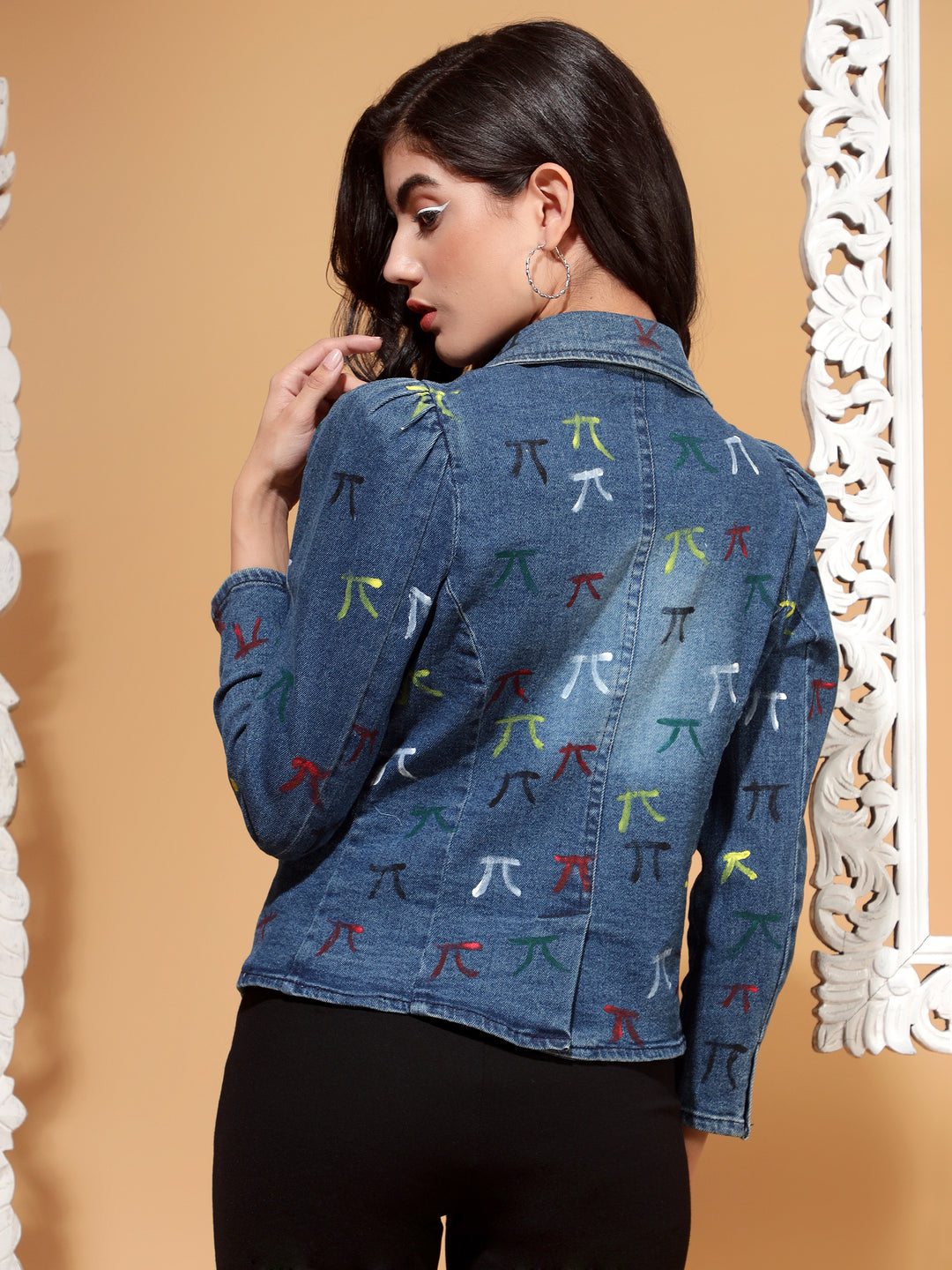 Denim Blazer with Hand Paint Design