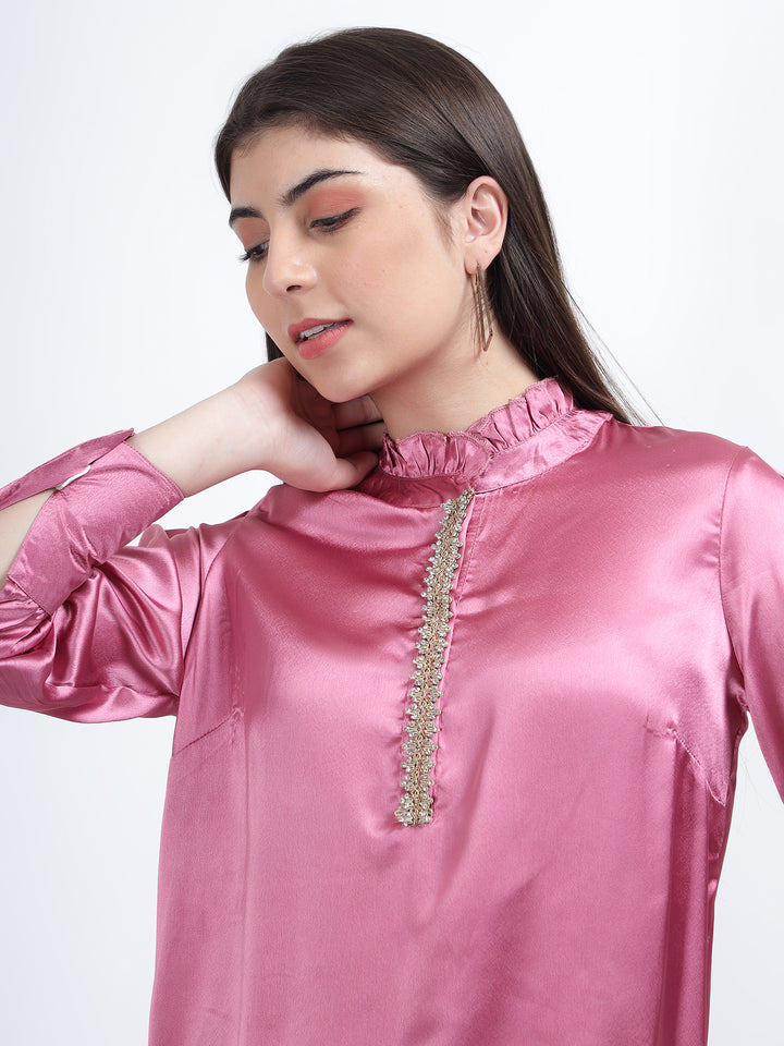 Satin Top with Handwork Detail