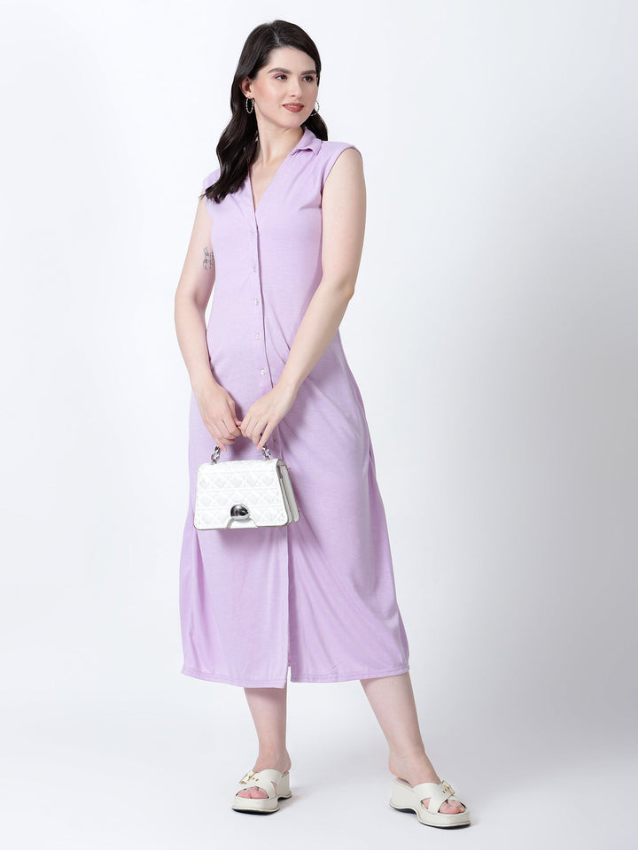 Botton Down Knit Dress with Collar