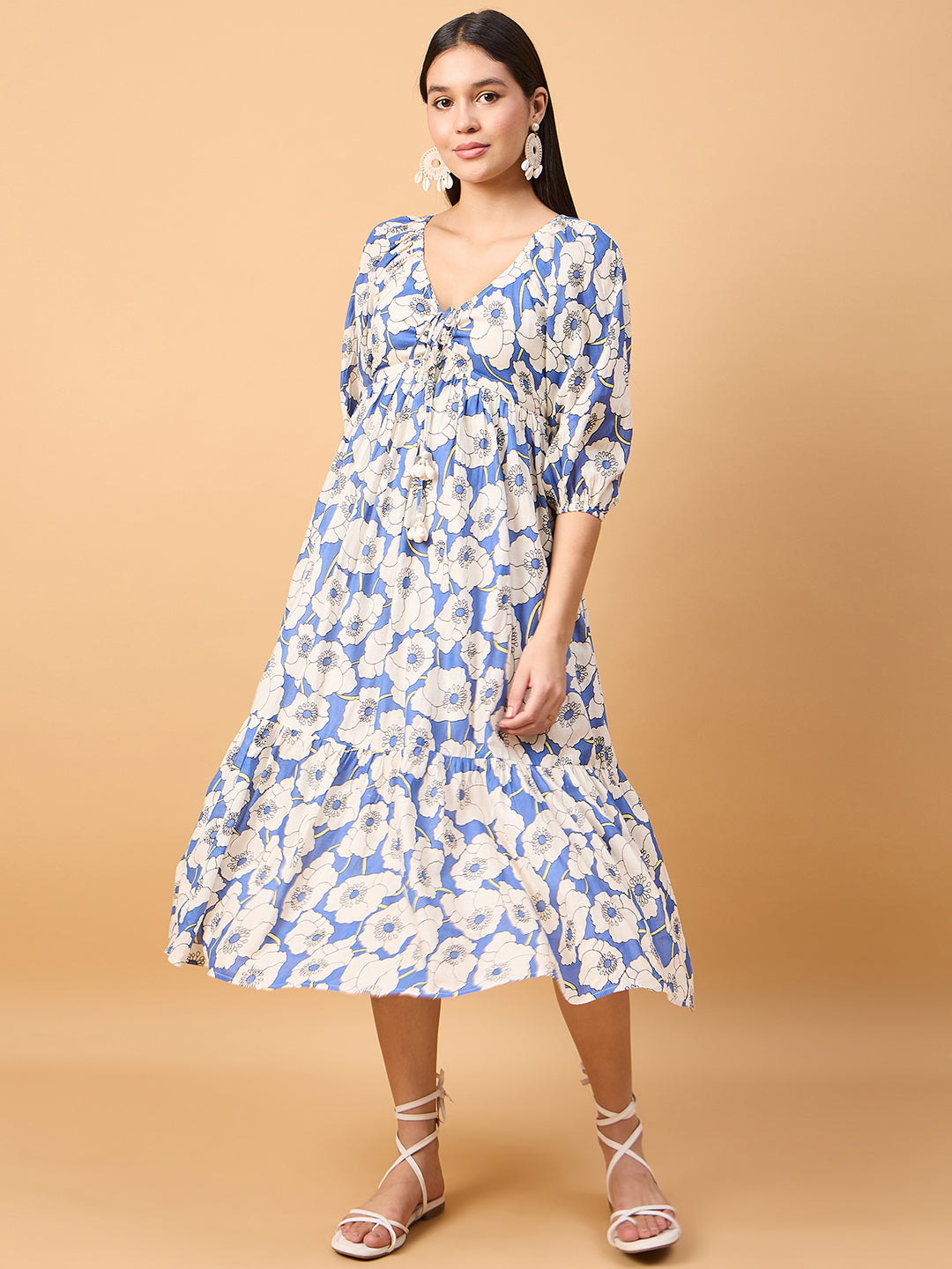 Cotton A line floral print dress