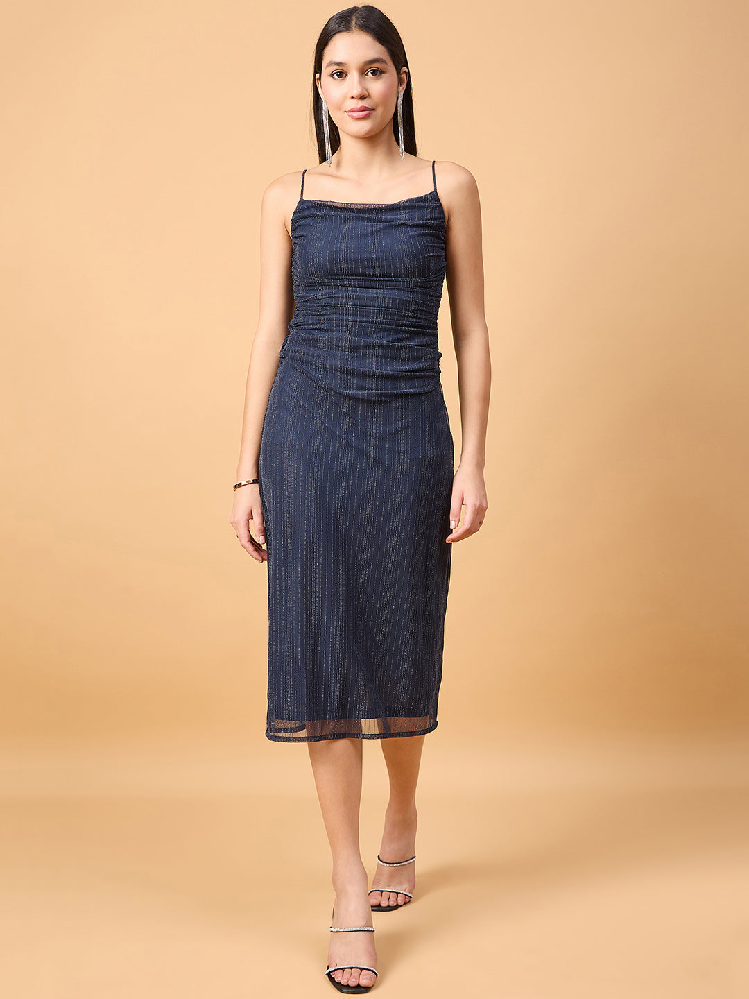 Shimmer bodycon dress in stretchable net fabric Drape & Dazzle Shimmer bodycon dress in stretchable net fabric Drape & Dazzle