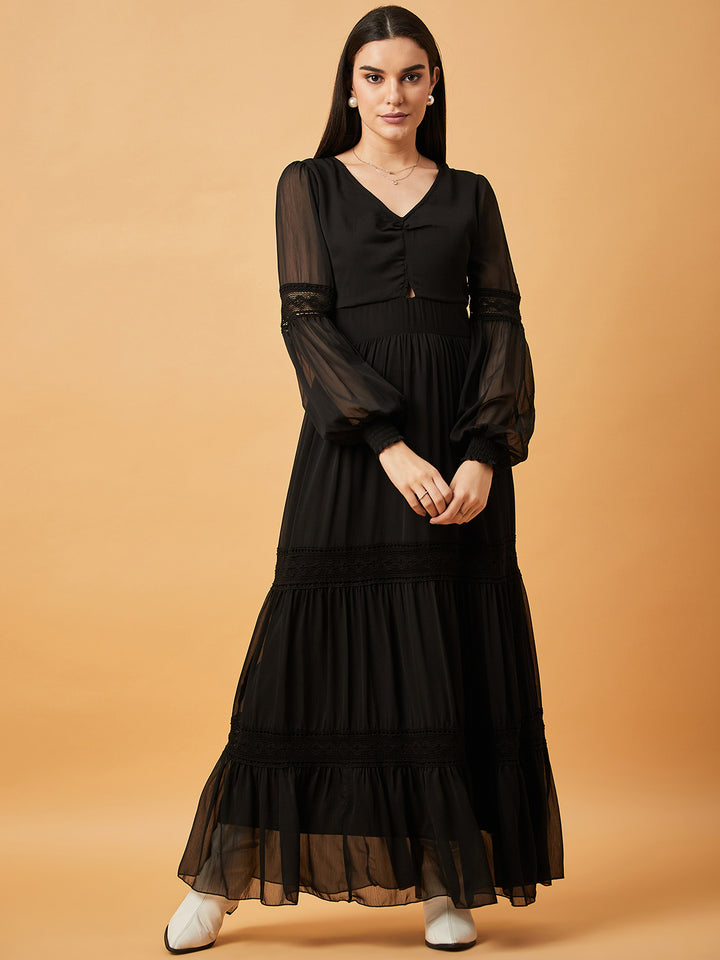 Chiffon Maxi Dress with Lace