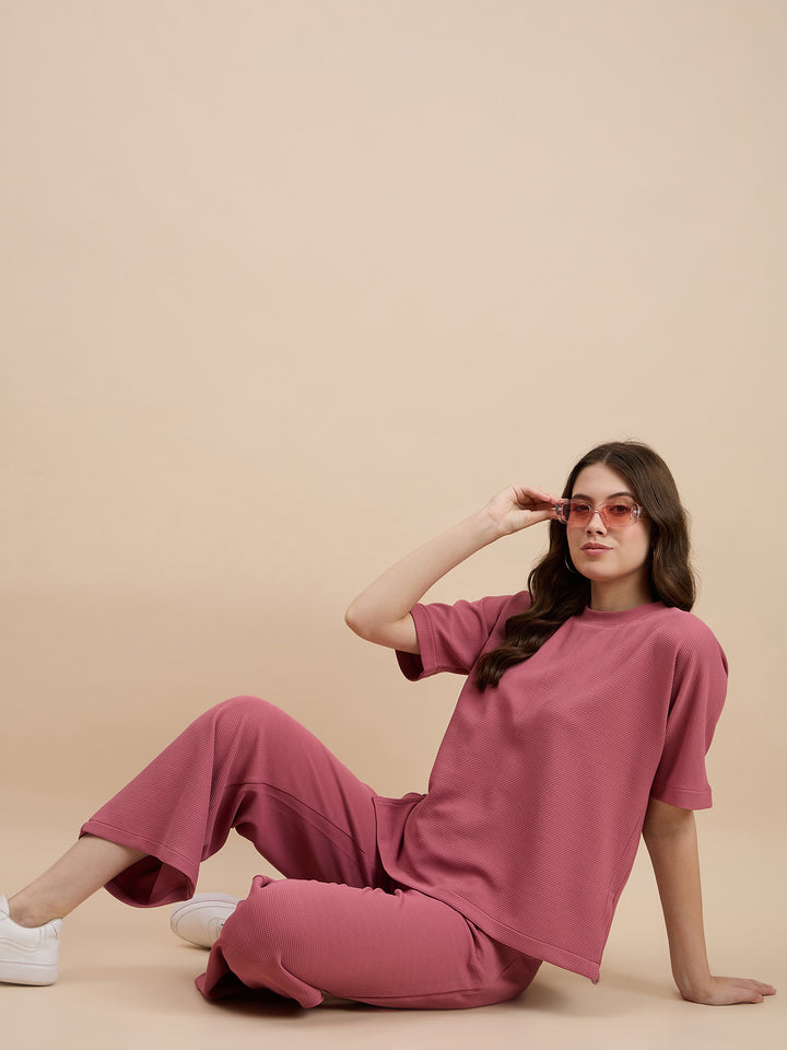 Solid Drop Shoulder Co-ord Set