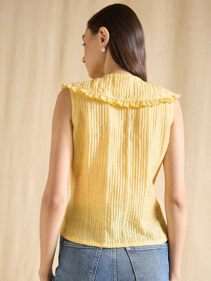 Peter Pan Collared Button-Down Vest Top