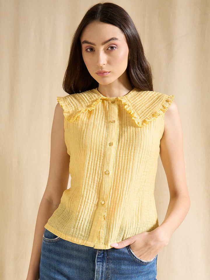 Peter Pan Collared Button-Down Vest Top