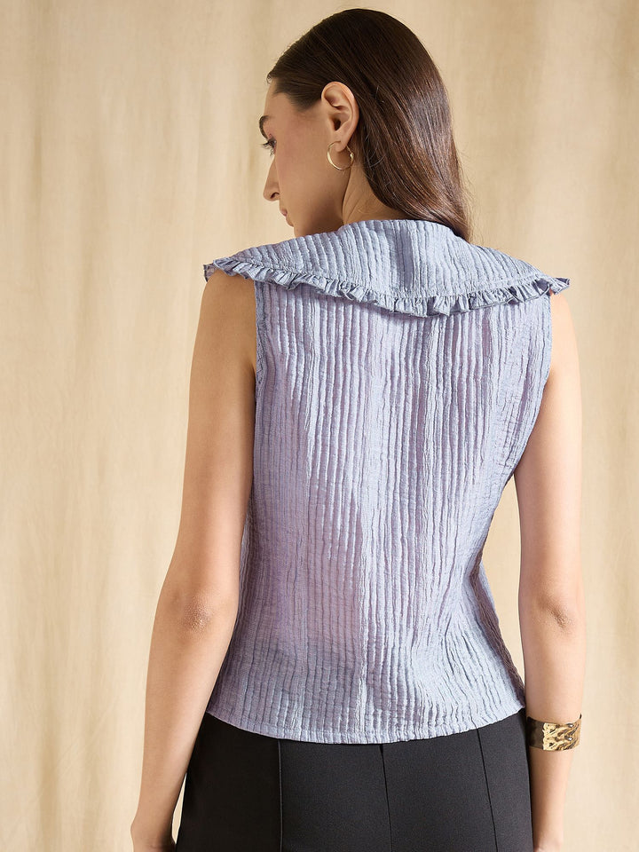 Peter Pan Collared Button-Down Vest Top