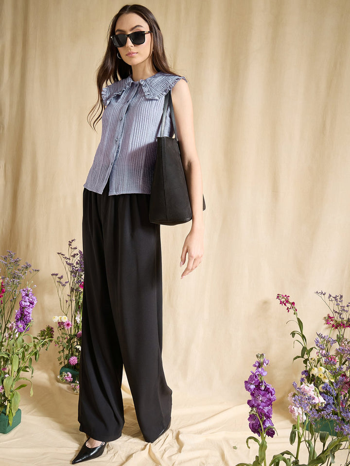 Peter Pan Collared Button-Down Vest Top