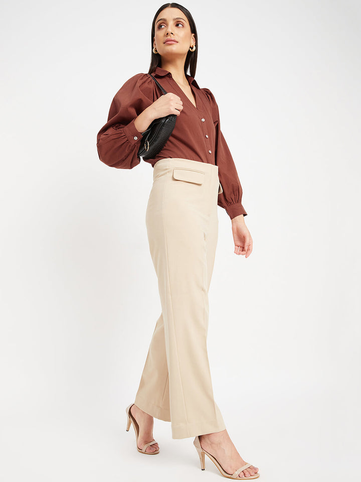 Casual Collar Shirt with Back Slit