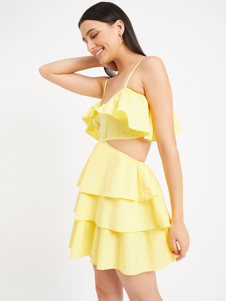 Stylish Cut Out Frill Dress