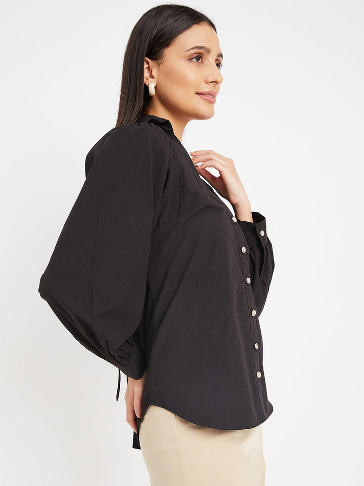 Casual Collar Shirt with Back Slit