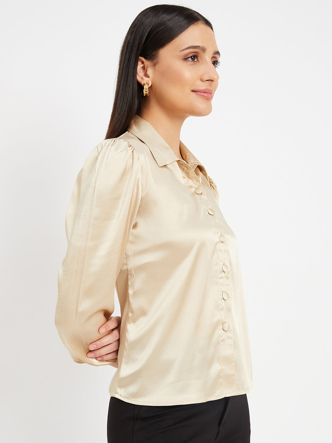 Casual Full Sleeve Solid Formal Satin Shirt Shirt