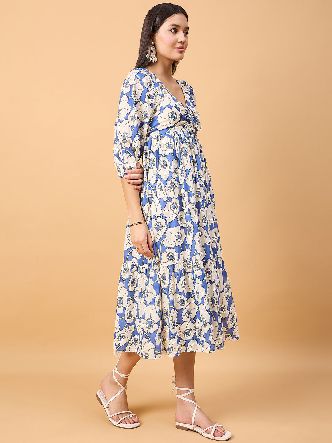 Cotton A line floral print dress