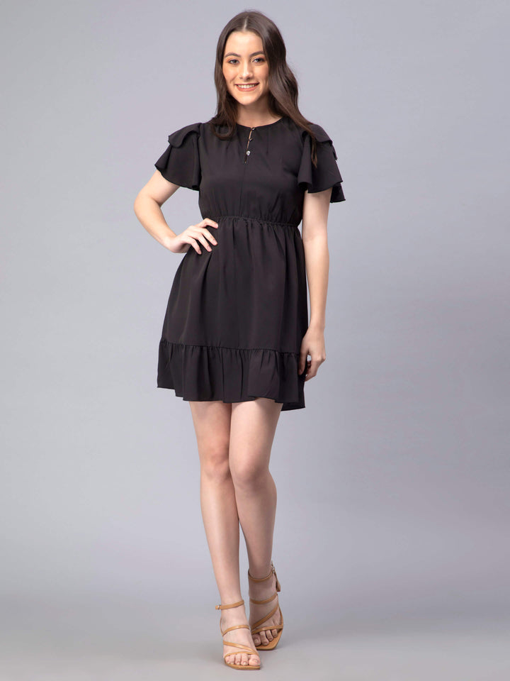 Elastic Waist with Butterfly Sleeve Dress for Women