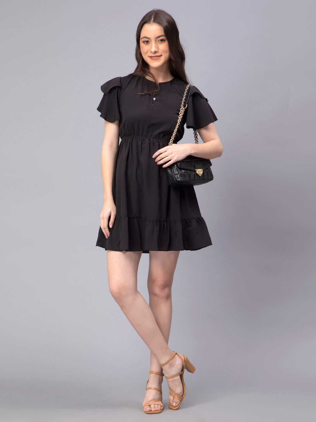 Elastic Waist with Butterfly Sleeve Dress for Women