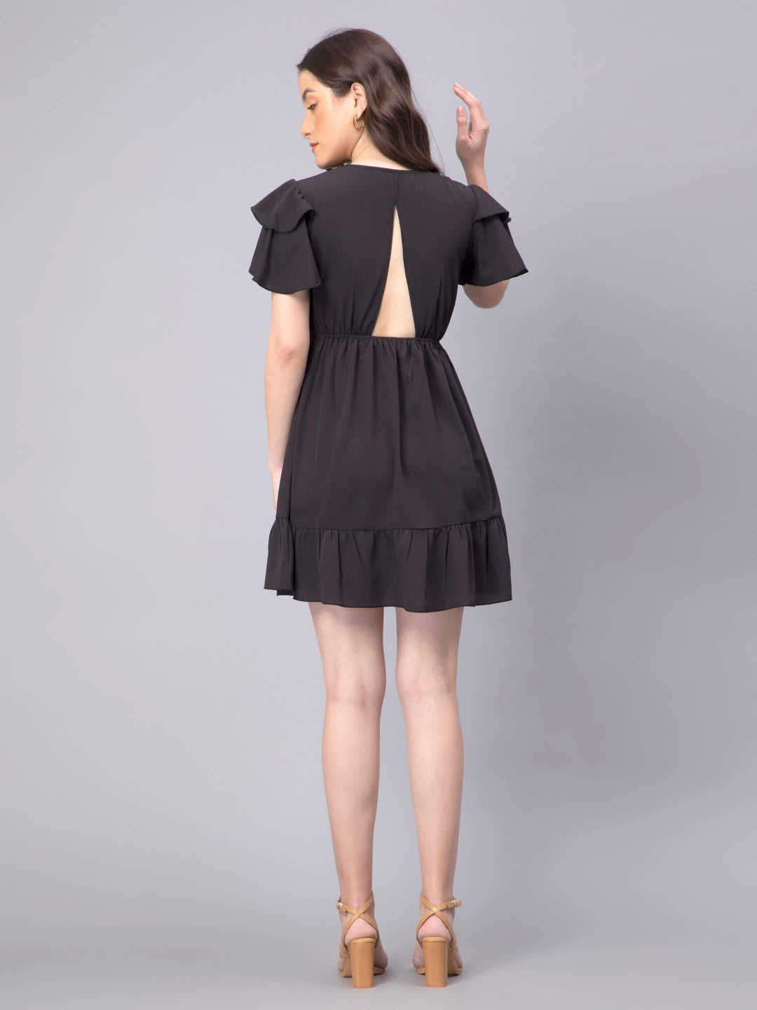 Elastic Waist with Butterfly Sleeve Dress for Women