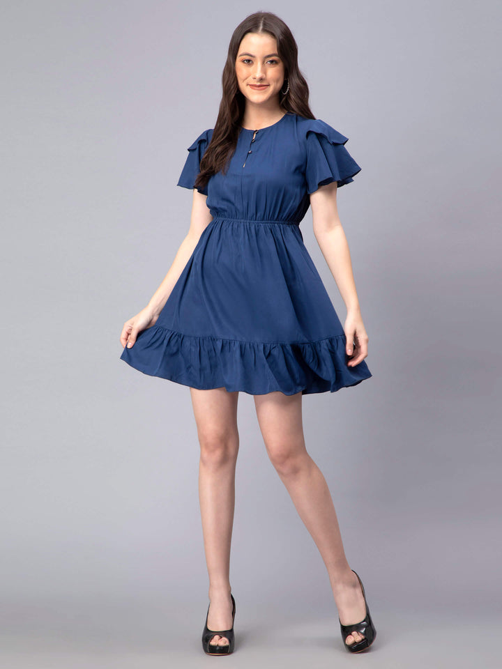 Elastic Waist with Butterfly Sleeve Dress for Women