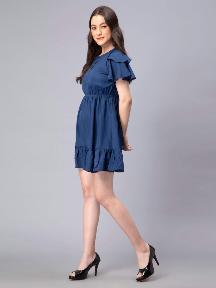 Elastic Waist with Butterfly Sleeve Dress for Women