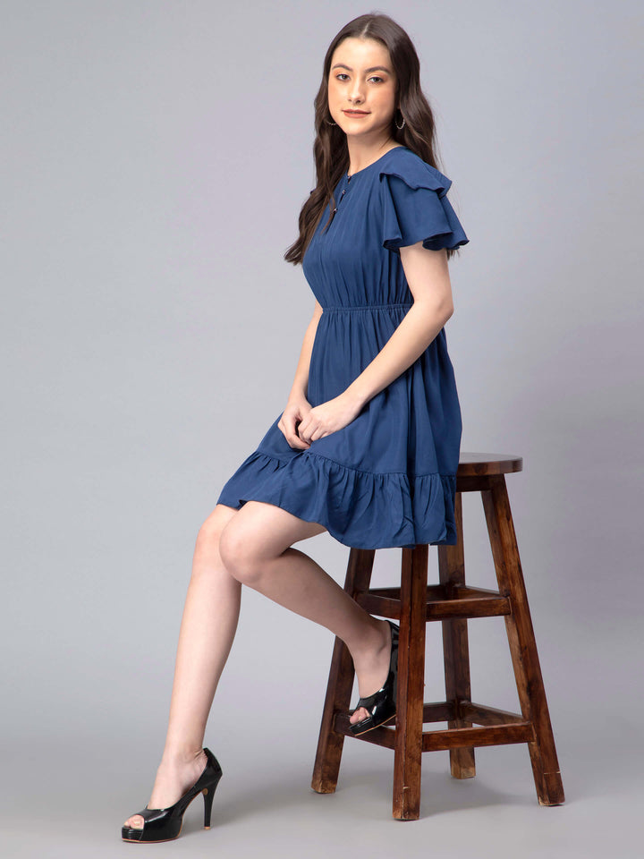 Elastic Waist with Butterfly Sleeve Dress for Women