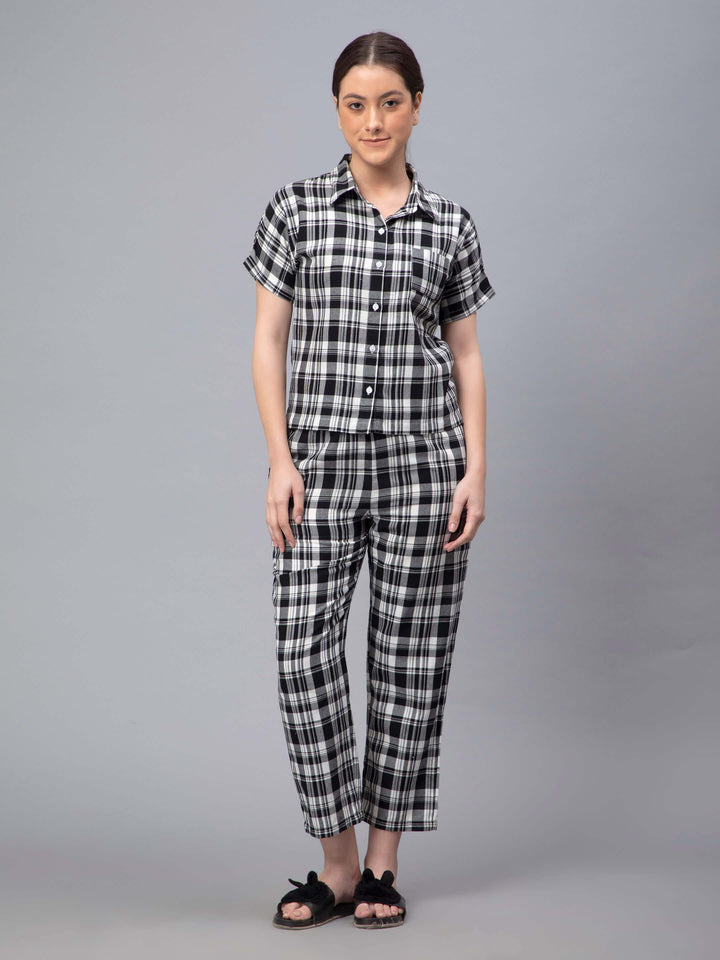 Black and White Checkered Pyjama Sets