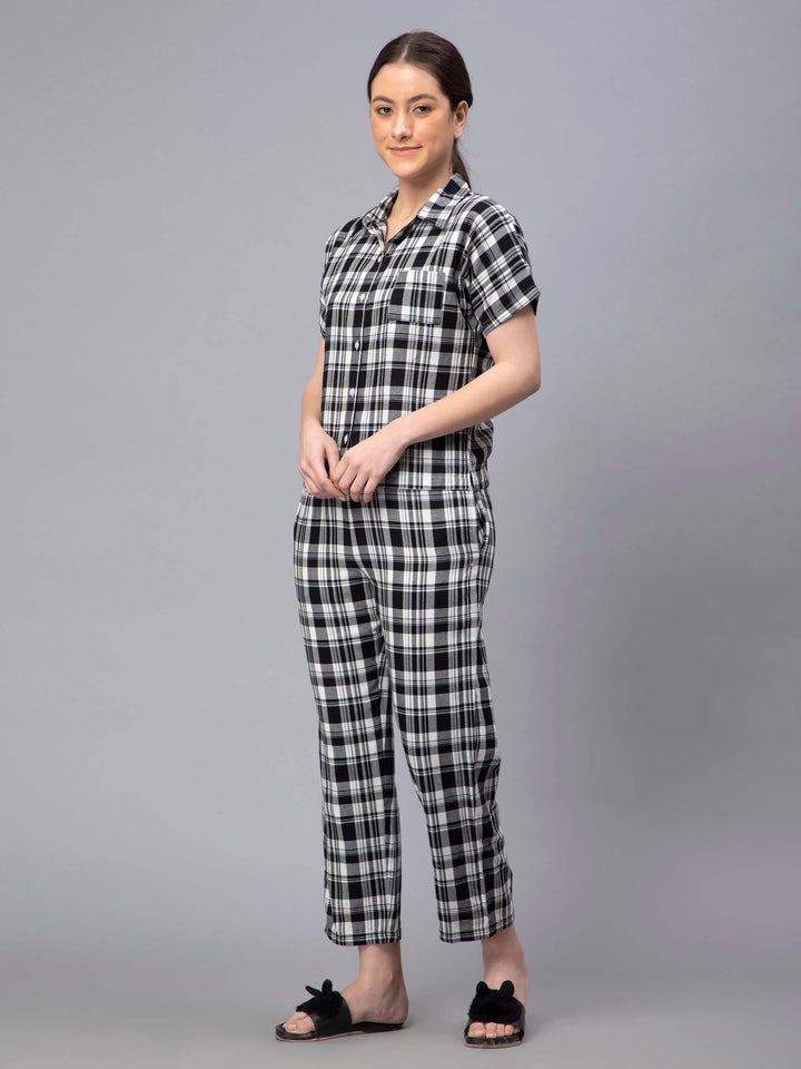 Black and White Checkered Pyjama Sets