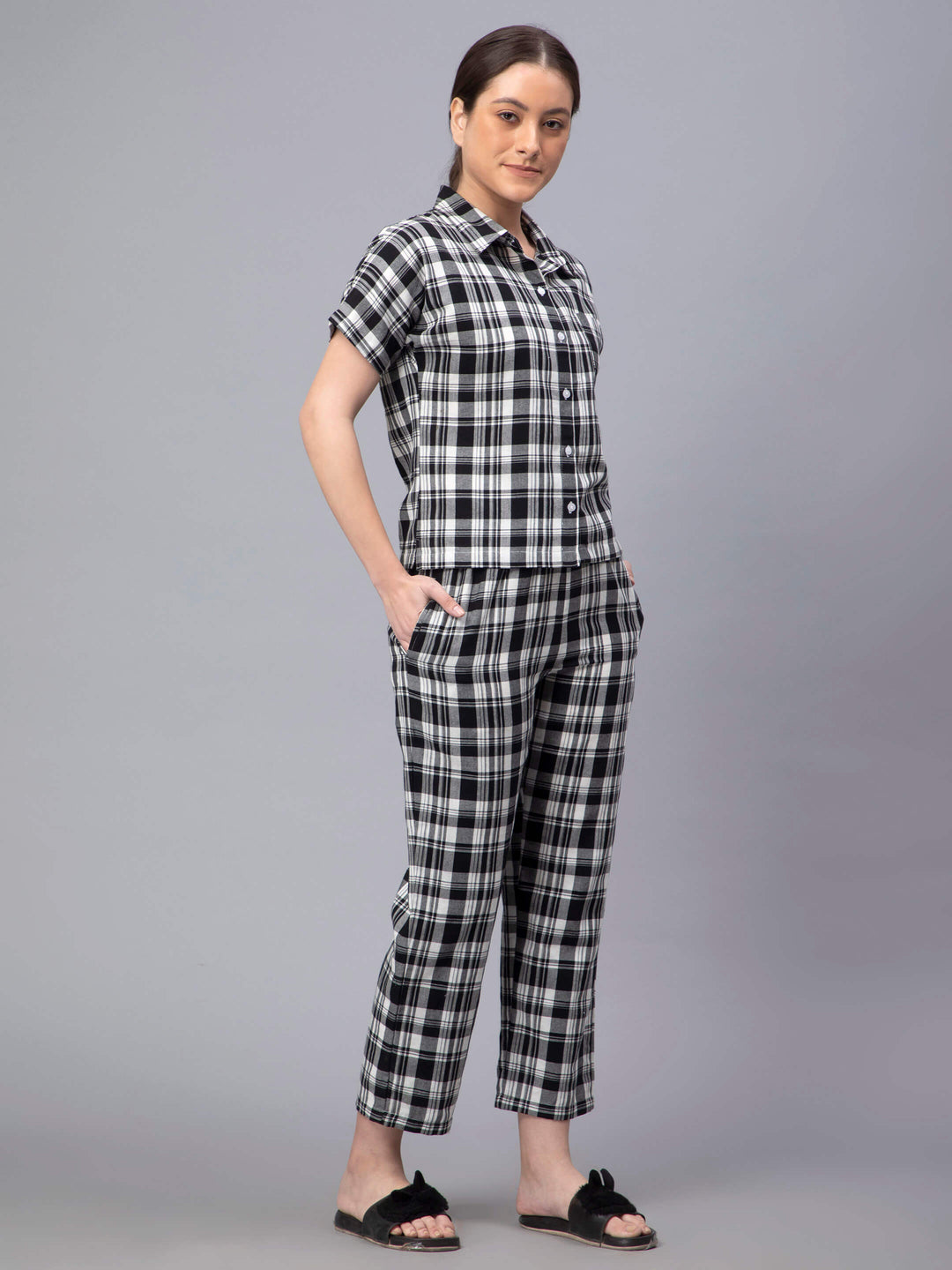 Black and White Checkered Pyjama Sets