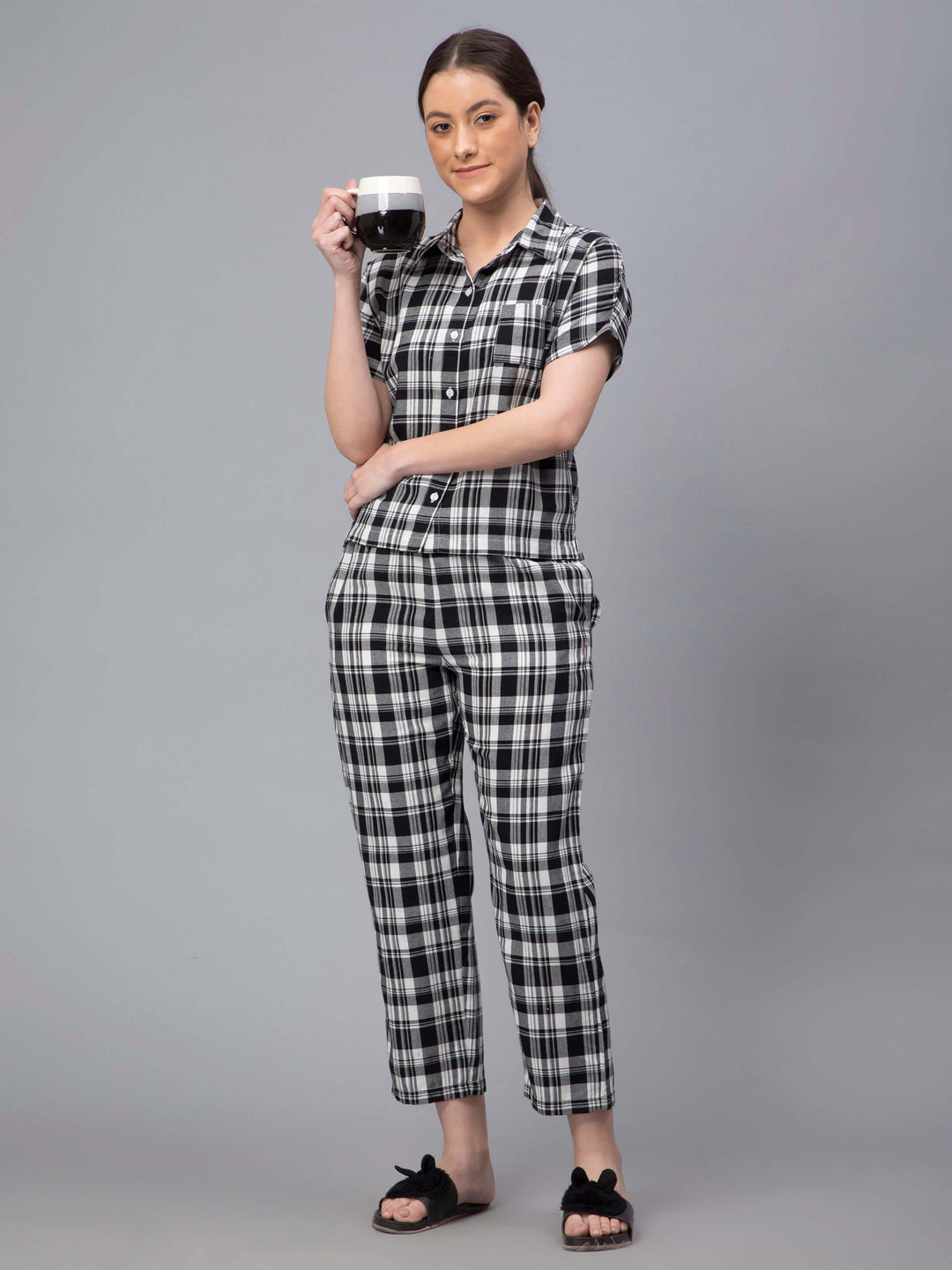 Black and White Checkered Pyjama Sets