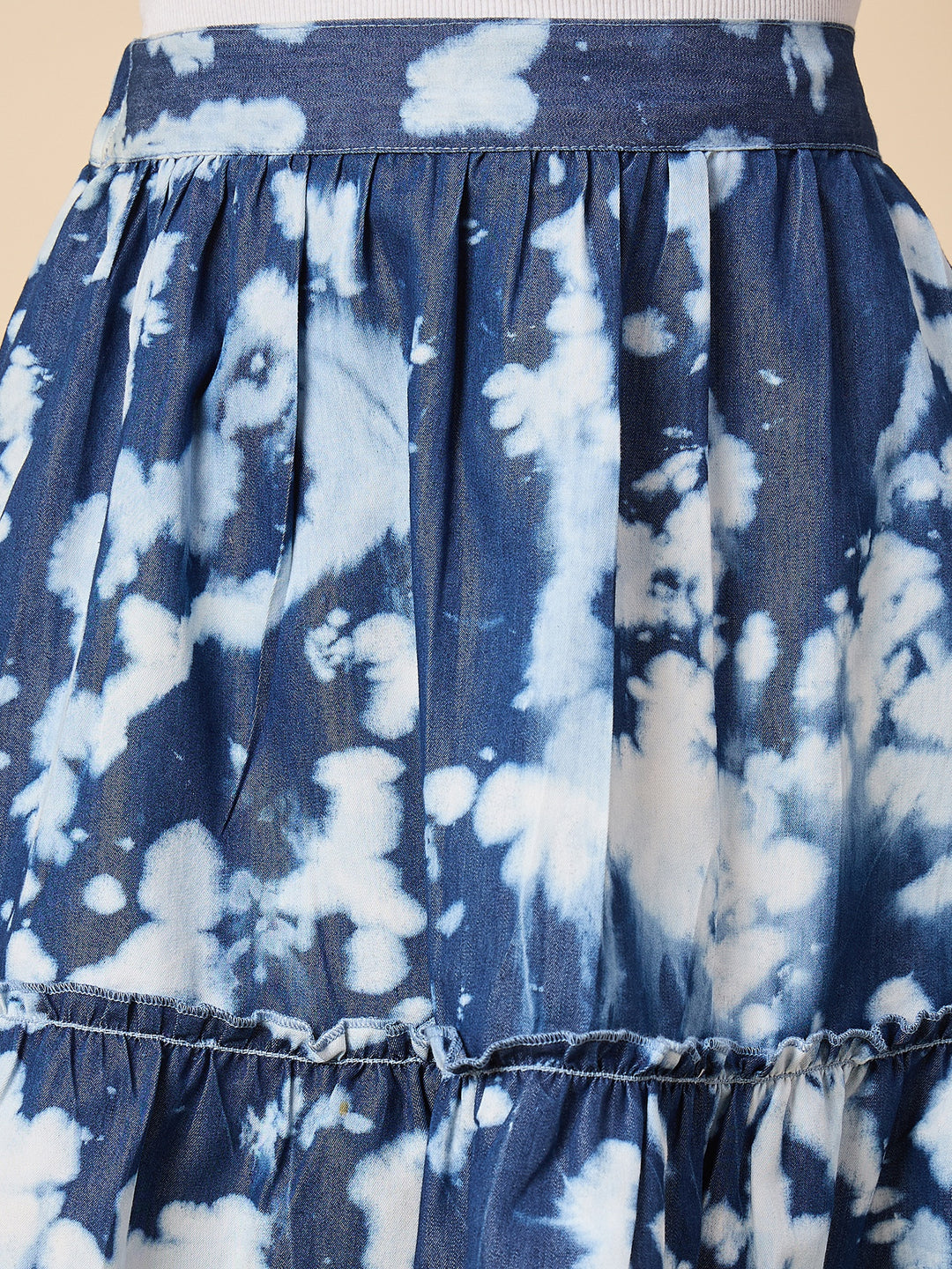 Blue Denim Tiered Mini Skirt