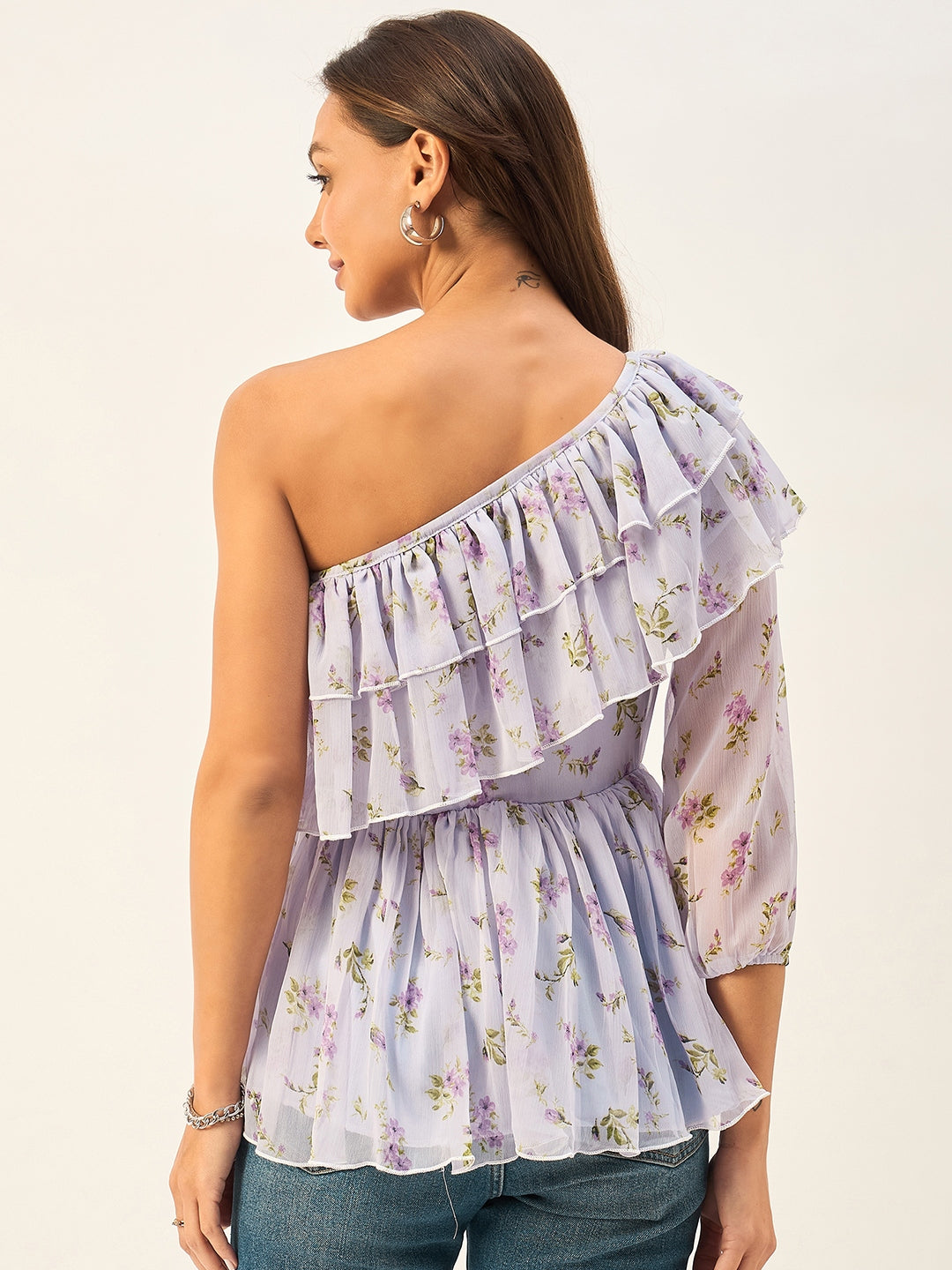 ONE SHOULDER PRINTED TOP