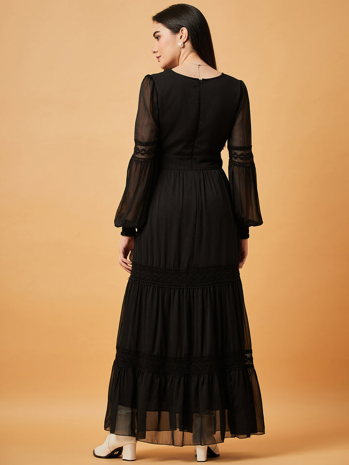 Chiffon Maxi Dress with Lace