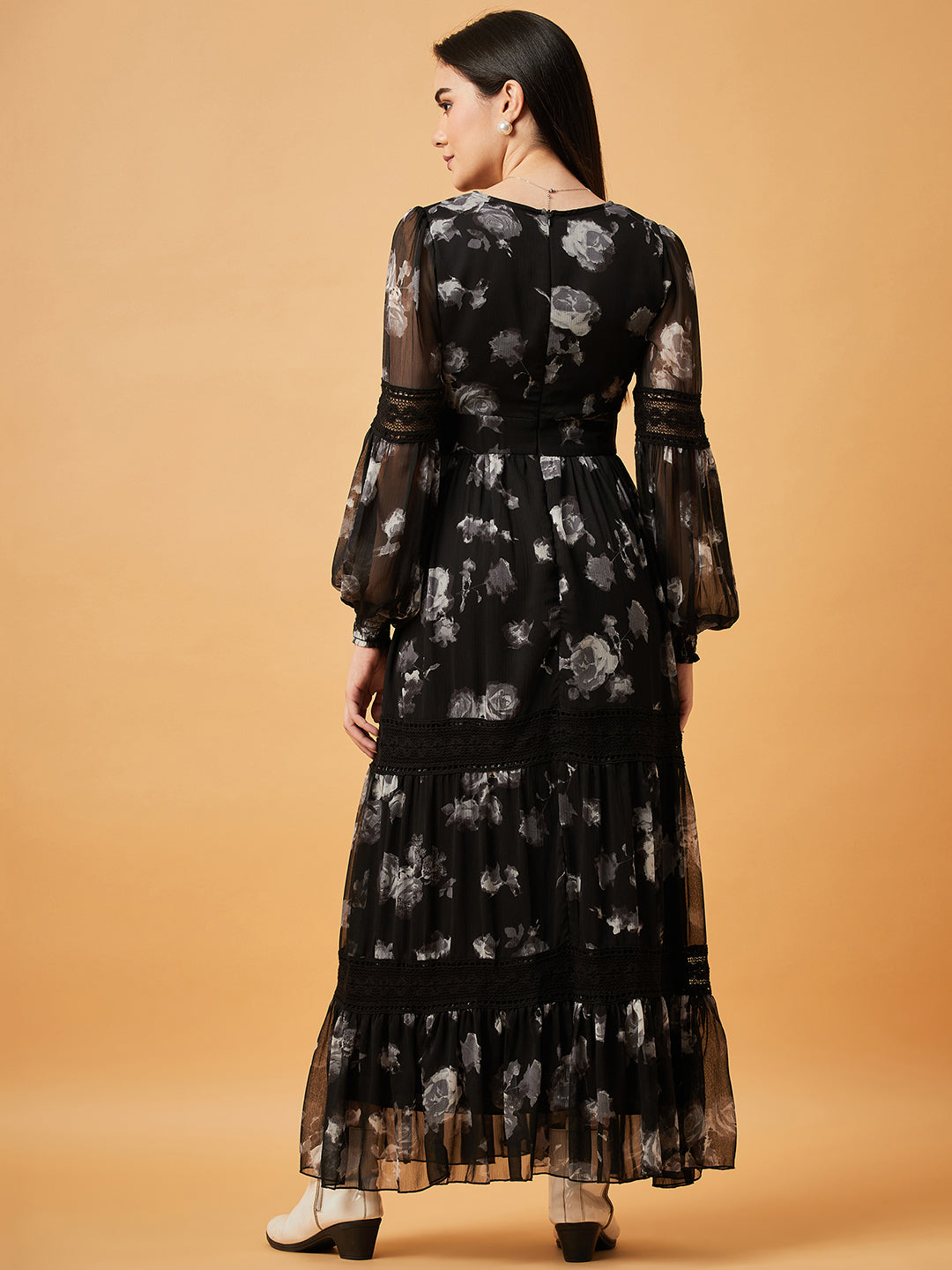 Chiffon Maxi Dress with Lace