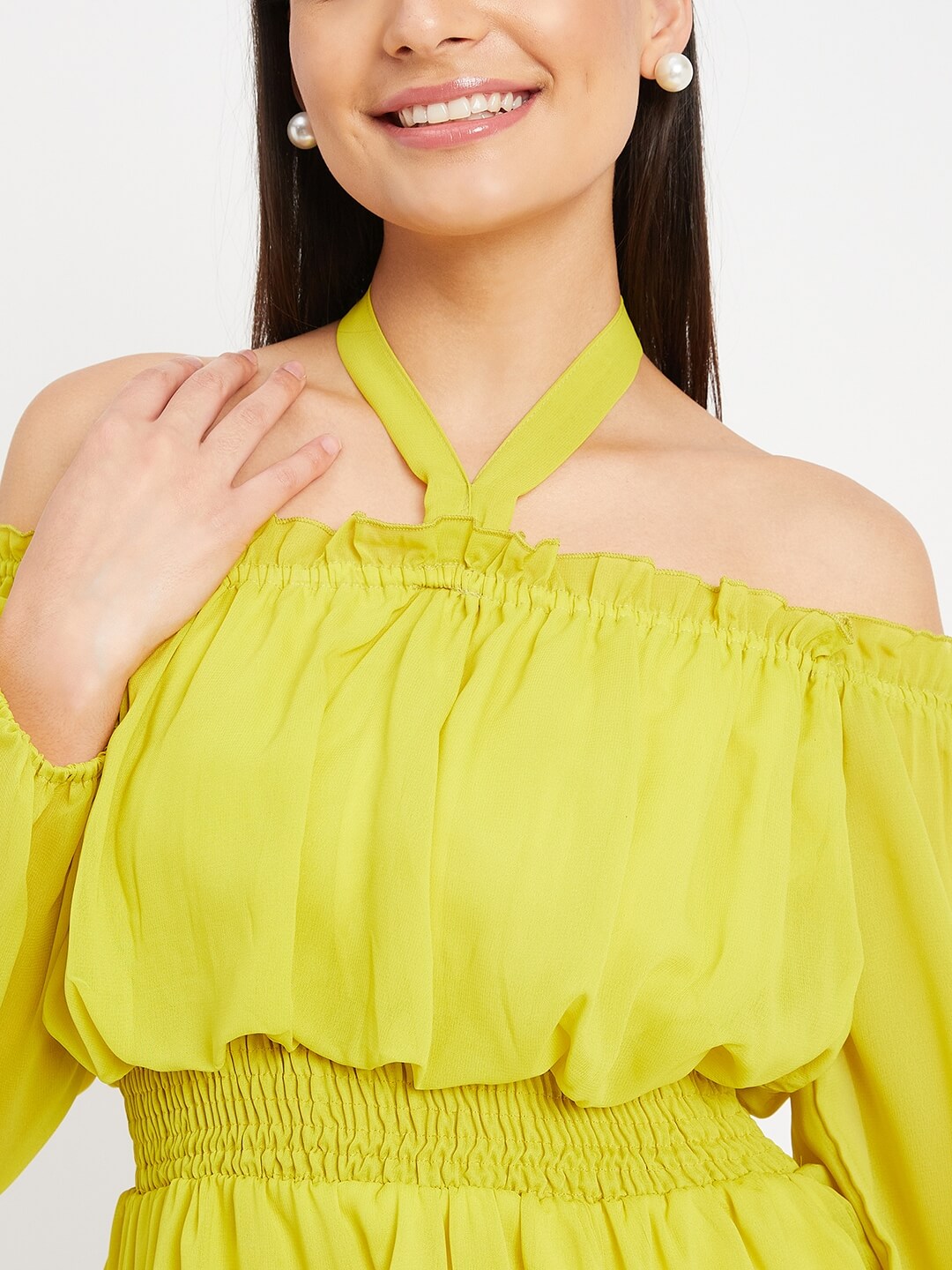 Solid Off Shoulder Ruffle Dress